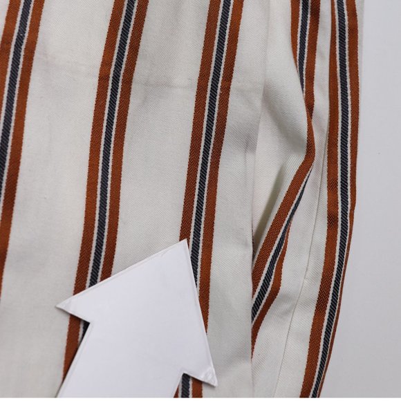 NWT Maje Pieni Stripe Jumpsuit Surplice V-Neck Straight Leg Cream Orange Brown S - Picture 7 of 7